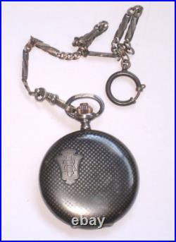 Vintage Huguenin Freres HF Niel Pocket Watch Case-Solid Silver 0.800