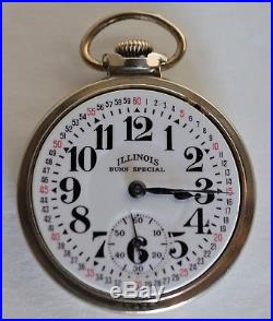 Vintage Illinois Pocket Watch Bunn Special 21 Jewels 14K GF Case Openface