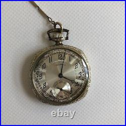 Vintage Illinois Pocket Watch With Chain Pen & Case