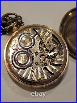 Vintage Illinois Sterling Pocket Watch 17 Jewels Working with Display Case