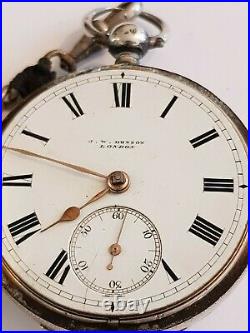 Vintage J W Benson Solid Silver Cased Pocket Watch
