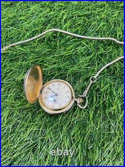 Vintage Jovial Pocket Watch 17 Jewels Swiss Made Manual Gold Plated Full Hunter