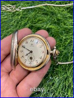 Vintage Jovial Pocket Watch 17 Jewels Swiss Made Manual Gold Plated Full Hunter