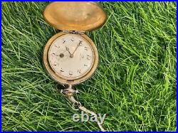 Vintage Jovial Pocket Watch 17 Jewels Swiss Made Manual Gold Plated Full Hunter