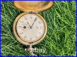 Vintage Jovial Pocket Watch 17 Jewels Swiss Made Manual Gold Plated Full Hunter