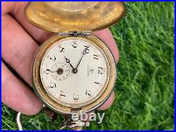 Vintage Jovial Pocket Watch 17 Jewels Swiss Made Manual Gold Plated Full Hunter