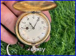 Vintage Jovial Pocket Watch 17 Jewels Swiss Made Manual Gold Plated Full Hunter