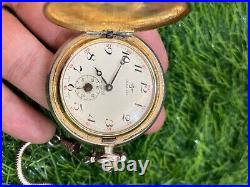 Vintage Jovial Pocket Watch 17 Jewels Swiss Made Manual Gold Plated Full Hunter