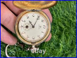 Vintage Jovial Pocket Watch 17 Jewels Swiss Made Manual Gold Plated Full Hunter