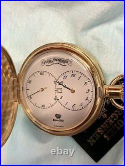 Vintage Jules Jurgensen Pocket Watch Quartz Gold Toned Case Date New Batteries