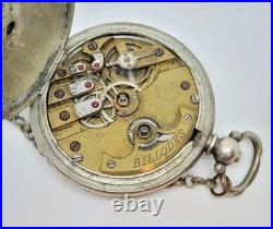 Vintage K Serkisoff & Co Constantinople 800 Silver Billodes Key Pocket Watch