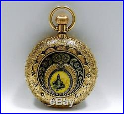 Vintage Ladies 1882 Elgin 13 Jewel 14k Gold Enameled Case Pocket Watch