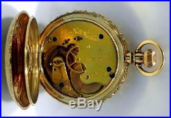 Vintage Ladies 1882 Elgin 13 Jewel 14k Gold Enameled Case Pocket Watch