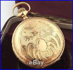 Vintage Ladies Elgin Solid 14K Gold Hunting Case Pocket Watch Not Scrap