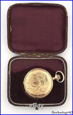 Vintage Ladies Elgin Solid 14K Gold Hunting Case Pocket Watch Not Scrap