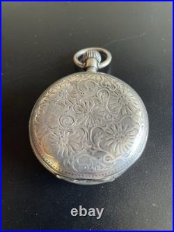 Vintage Longines Silver 5 Grand Prix Paris Hunter Case Pocket Watch Work Nice