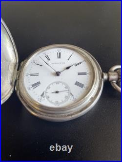 Vintage Longines Silver 5 Grand Prix Paris Hunter Case Pocket Watch Work Nice