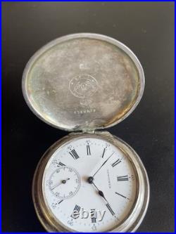 Vintage Longines Silver 5 Grand Prix Paris Hunter Case Pocket Watch Work Nice