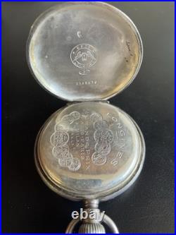 Vintage Longines Silver 5 Grand Prix Paris Hunter Case Pocket Watch Work Nice