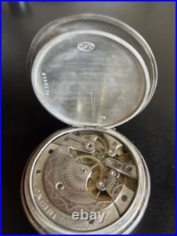 Vintage Longines Silver 5 Grand Prix Paris Hunter Case Pocket Watch Work Nice