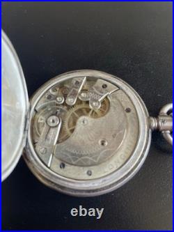 Vintage Longines Silver 5 Grand Prix Paris Hunter Case Pocket Watch Work Nice