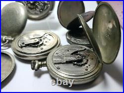 Vintage Mechanical pocket Watch & case lot Elgin Waltham Silveroid for repair