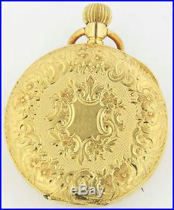 Vintage Mercantile Co 18K Gold Open Face Pocket Watch withDetailed Case