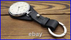Vintage Molnija 18j precision + New black leather case for pocket watch 45mm