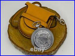 Vintage Molniya Pocket Watch + Leather Case Mechanical Soviet USSR Moscow 85 Old