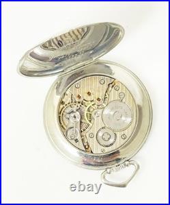 Vintage Movado Chronometre Pocket Watch Silver 12 Size Case with Display Box