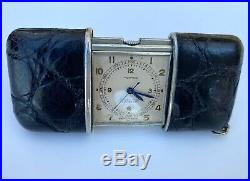 Vintage Movado Ermeto Chronometre Travel Watch, Alligator Case, c1950