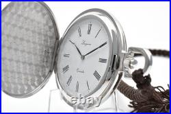 Vintage N MINT LONGINES 150 8001 Silver White Dial Roman Qz Pocket Watch JAPAN
