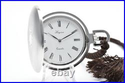 Vintage N MINT LONGINES 150 8001 Silver White Dial Roman Qz Pocket Watch JAPAN