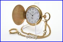 Vintage N MINT Tissot 399.215 Gold White Small Second 38mm Pocket Watch JAPAN