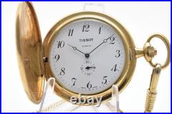 Vintage N MINT Tissot 399.215 Gold White Small Second 38mm Pocket Watch JAPAN