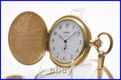Vintage N MINT Tissot 399.215 Gold White Small Second 38mm Pocket Watch JAPAN