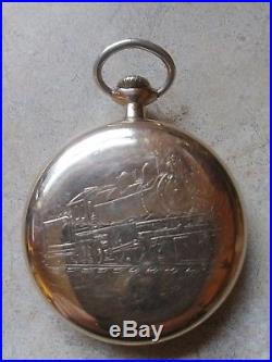 Vintage Open Face Illinois Bunn Special pocketwatch with Train Case 21j 16s
