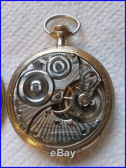 Vintage Open Face Illinois Bunn Special pocketwatch with Train Case 21j 16s