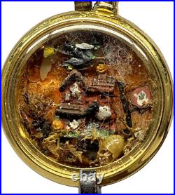 Vintage Pocket Watch Case Detailed Miniature Diorama Halloween Scene