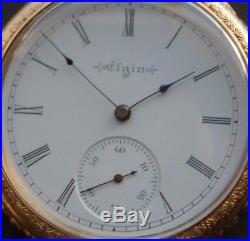 Vintage Pocket Watch, ELGIN 15J ELABORATE SCALLOPED GOLD FILLED CASE c. 1899