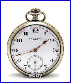 Vintage Pocket Watch ESCASANY Dial Porcelain Case Steel 50mm Circa 1910 Working