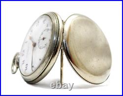 Vintage Pocket Watch ESCASANY Dial Porcelain Case Steel 50mm Circa 1910 Working