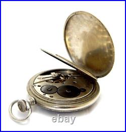 Vintage Pocket Watch ESCASANY Dial Porcelain Case Steel 50mm Circa 1910 Working