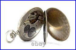 Vintage Pocket Watch ESCASANY Dial Porcelain Case Steel 50mm Circa 1910 Working