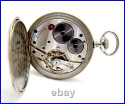 Vintage Pocket Watch ESCASANY Dial Porcelain Case Steel 50mm Circa 1910 Working