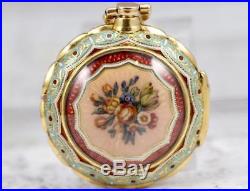 Vintage Pocket Watch Edward Prior Enamel Three Part Cased, 18K Gold, Circa 1813