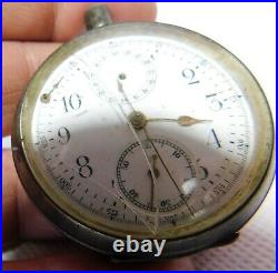 Vintage Pocket Watch Silver 935 Case Chronometer, Open Face, For Restore No Work