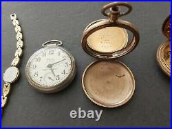 Vintage Pocket Watch Wristwatch Lot Westclox Schierwater & Lloyd 2 10 Year Case