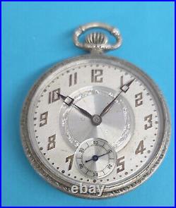 Vintage RECORD WATCH CO. SWISS Silveroid Case POCKET WATCH 6 Jewels Ticking