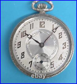 Vintage RECORD WATCH CO. SWISS Silveroid Case POCKET WATCH 6 Jewels Ticking